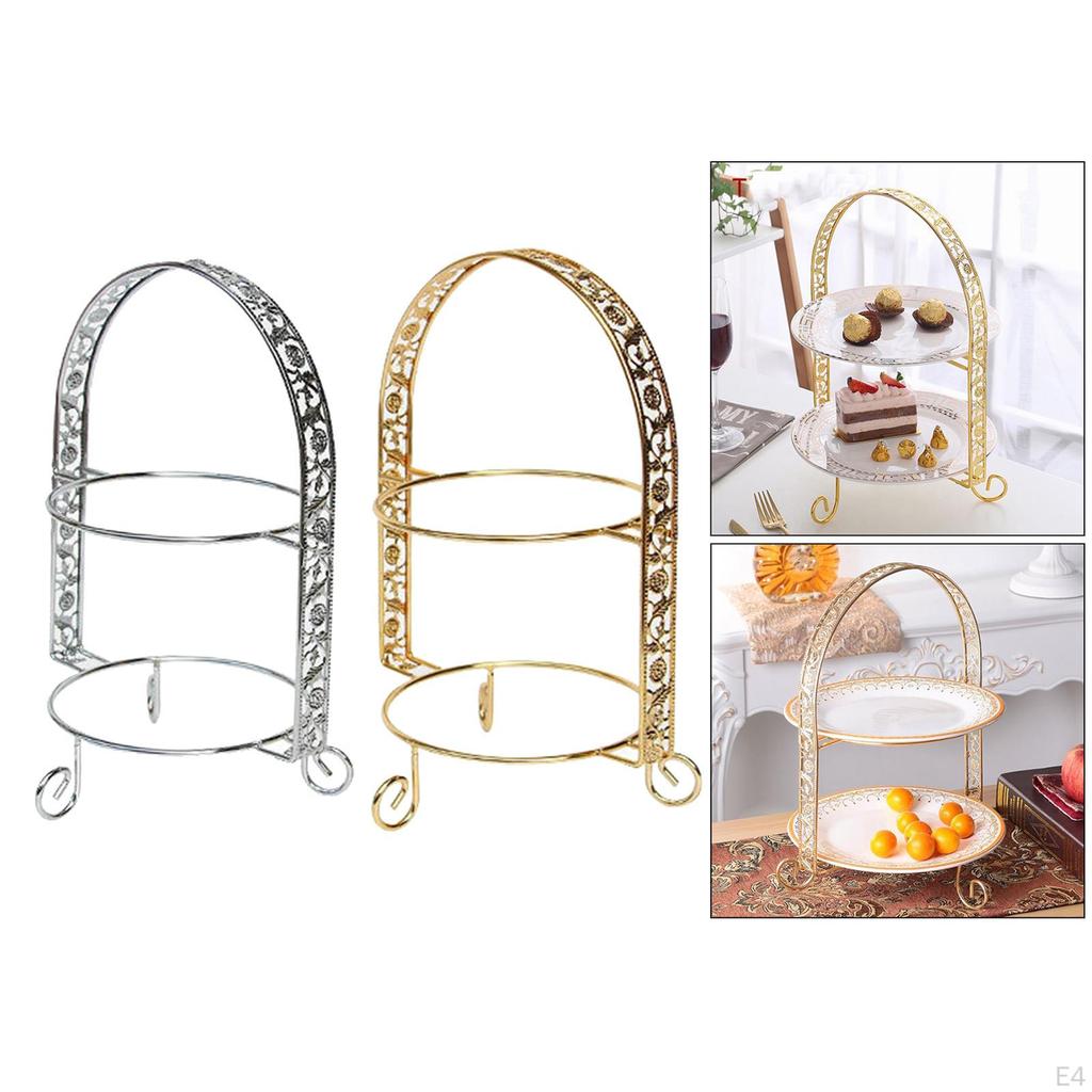 2 Tier , Iron 2-Tire Cupcake Platter,An Elegant Tray for Serving Sandwiches, Cake, Sliced Cheese and