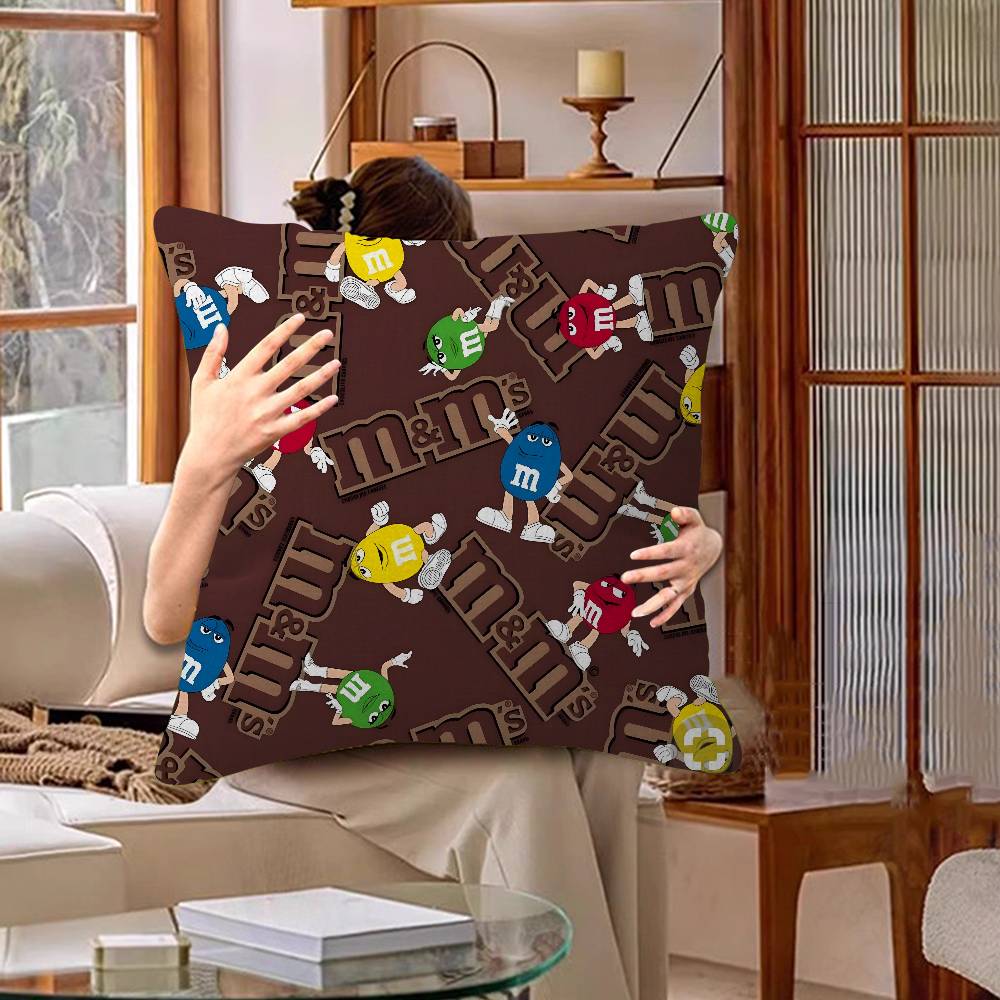M&Ms Chocolate Office Cushion Pillowcase Car Cushion Cover45X45Cm Lumbar Pillowcase Sofa Pillowcover