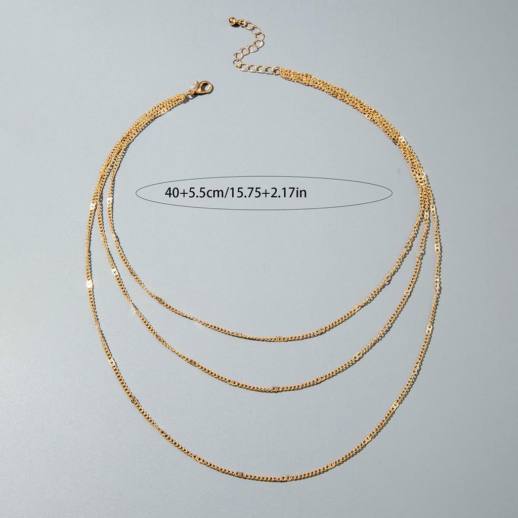 Personalized Minimalist Metallic Three-Layer Thin Chain Necklace Ladies' Party Gifts Fashionable Jewelry