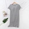 Women's Crew Neck Striped Free Bra Short Sleeve Pajamas Simple Nightdress Casual Loungewear