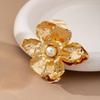 1 Stück Damen Großes Statement Elegantes Kragenzubehör Luxuriös Retro 3D Geschichtete Goldene Blume Brosche Für Party Hochzeit Täglich