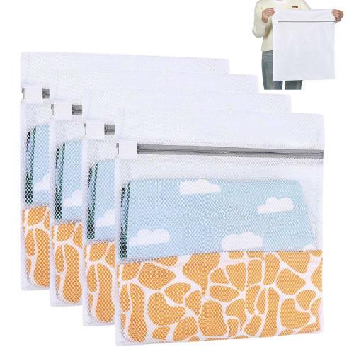 Hongzhanfa Large Laundry Nets, 60x60cm, Set of 4, Square, Coarse Mesh, Drum-Loading, Durable, Travel Storage for Blankets, Coats, and Sweaters