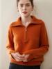 Maglione da donna con zip mezza lunghezza e colletto, in 100% cashmere ispessito – Caldo, Morbido, Lavorato a maglia invernale di alta gamma