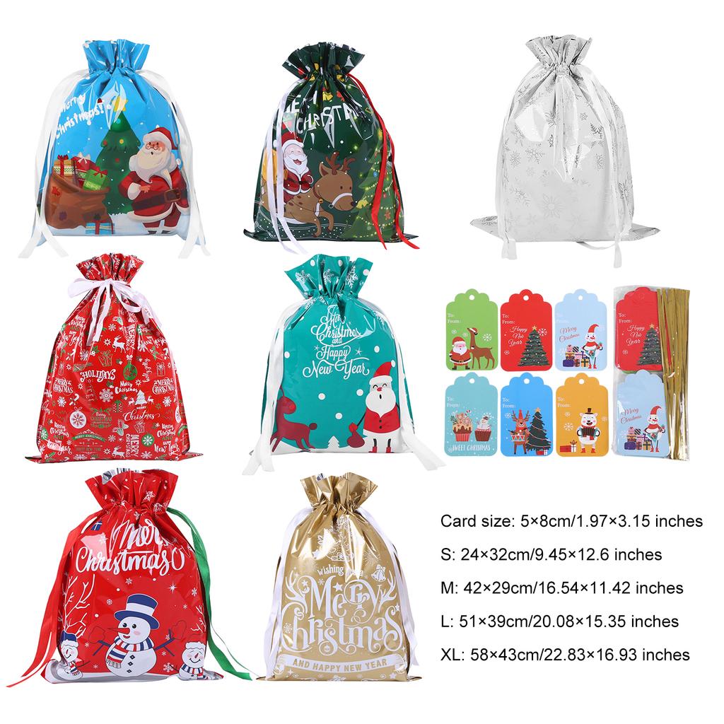 35PCS Christmas Gift Wrapping Pouches with Tags Xmas Present Wrapping Bags Xmas Present Bags for Presents Gift & Christmas Party