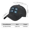 Blue White And Red Pattern Baseball Caps Vintage Denim Washed Headwear Unisex Style Outdoor Running Hats