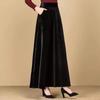 Autumn Women's Gold Velvet Long High-Waist A-Line Skirt Black