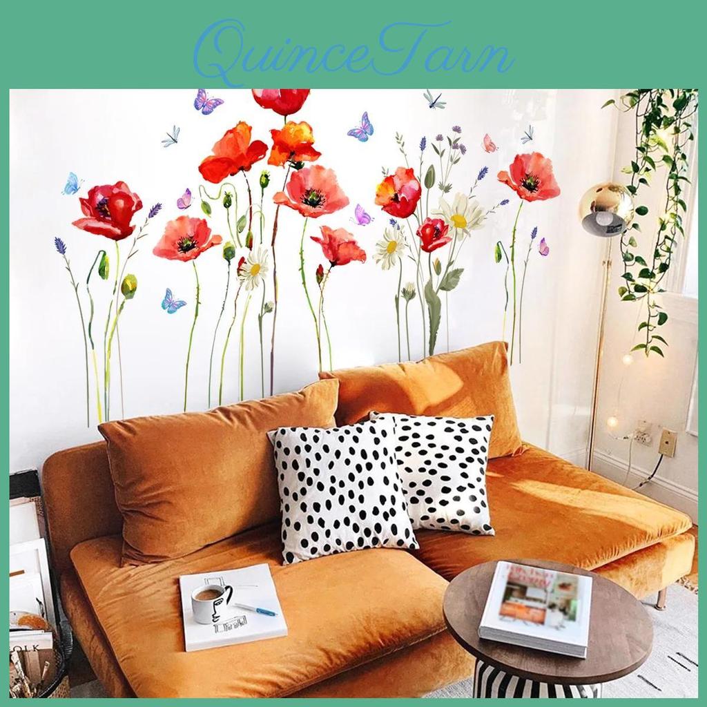 Watercolor Butterfly Wall Sticker Flower Living Room Sofa Background Home Decoration Mural Bedroom Decor Selfadhesive Wallpaper