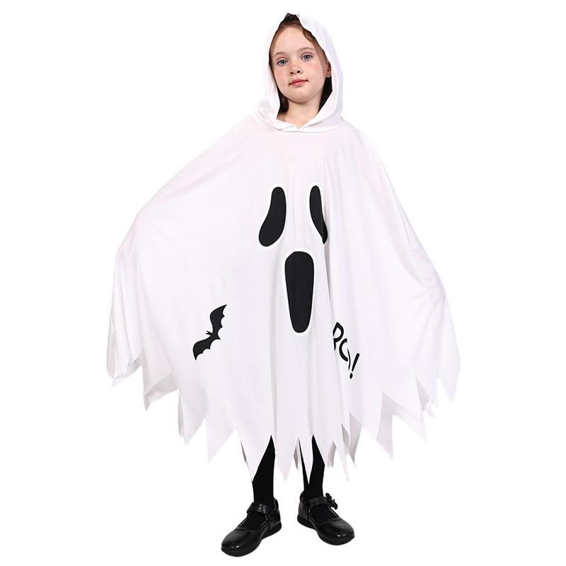 Children Ghost Skeleton Cape With Night Glow For Theater And Cosplay