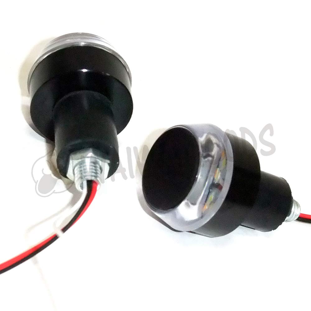 WAIWAIGOODS Motorcycle LED Bar End Turn Signal Position Light 2 Colors Luminous General Purpose Custom Parts Set of 2