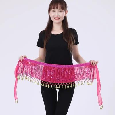 Stylish Sequins Belly Dance Hip Scarf Tassel Comfortable Fringes Hip Scarf Belt Waist Skirt Dancer Costume