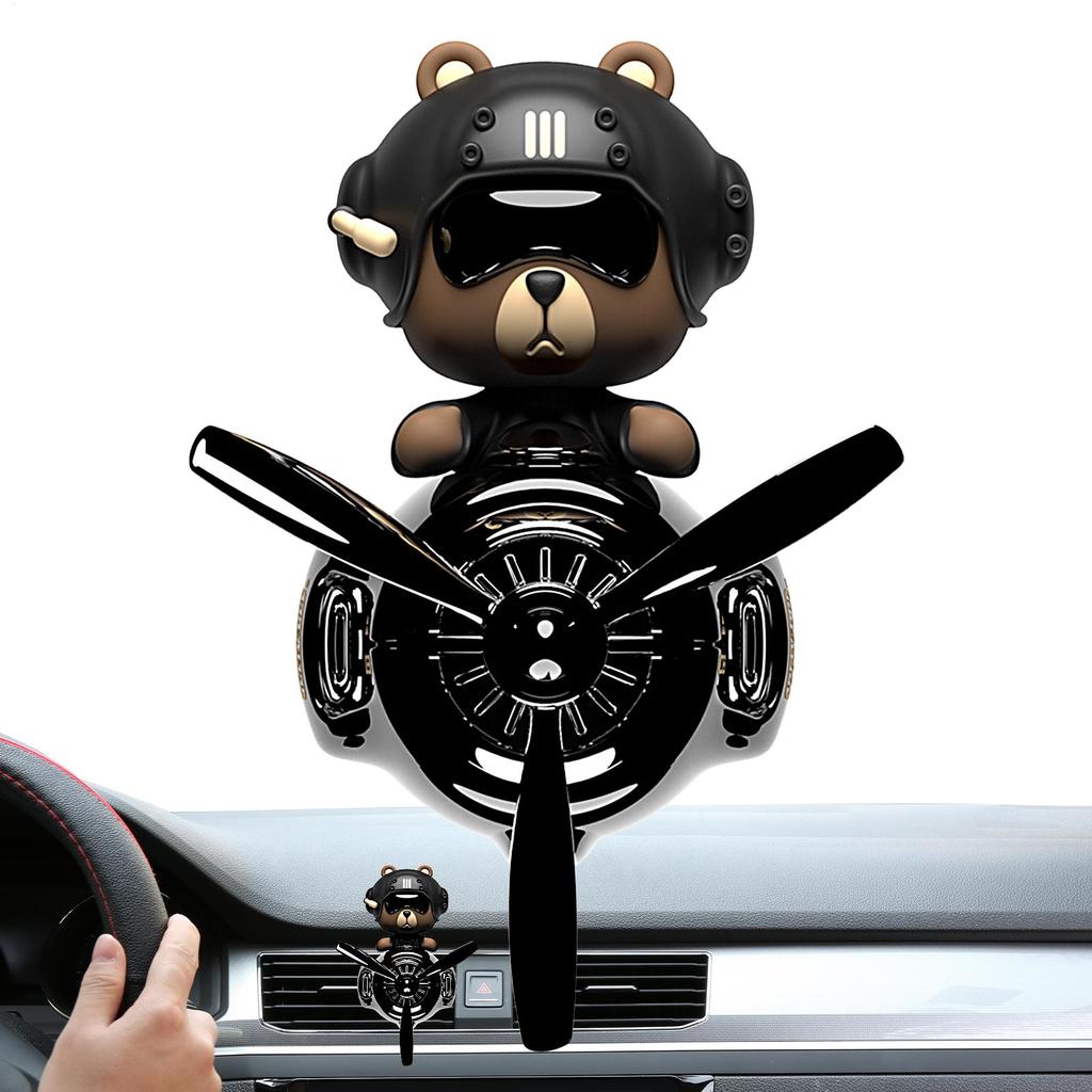 Cute Bear Shake Head Plane Car Air Freshener Bear Propeller Aromatherapy Diffuser Vent Clips Shaking Head Car Perfume