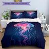 3pcs Anime Jellyfish Bedding Set - Includes One Quilt Cover and Two Pillowcases (No Core) - Perfect for Bedroom and Guest Room Decoration, F