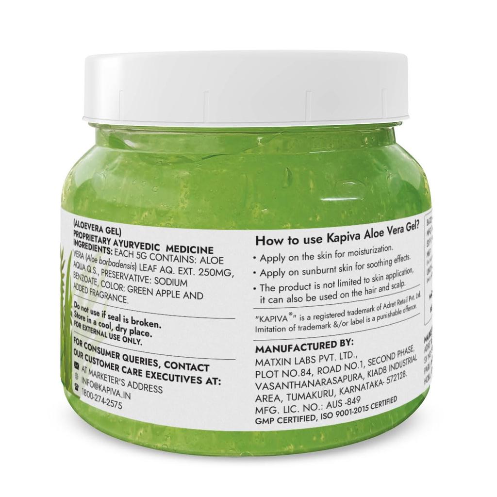 Kapiva Pure Aloe Vera Skin Gel 500 G For Face And Hair Hydrating Moisturizing Multipurpose Daily Care Soothing