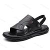 Fashion Men's Sandals Summer 2025 Casual Soft Bottom Driving Beach Shoes Slip-On Anti-Slip Microfiber Comfortable Sandals High Quality
