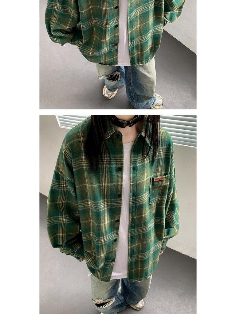Women's Plaid Long Sleeve Shirt - Casual, Loose-Fit Top for Autumn and Spring