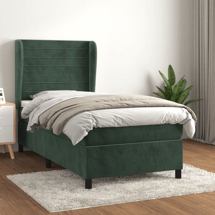 3129252 vidaXL Divan Bed with Mattress Dark Green 90x200 Cm