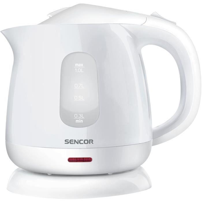 Bouilloire électrique Sencor SWK 1010WH - Filtre anticalcaire amovible - Arret automatique - 1100 W - Blanc