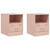 Nightstands 2 Pcs. Pink 34.5 X 39 X 44 Cm Steel