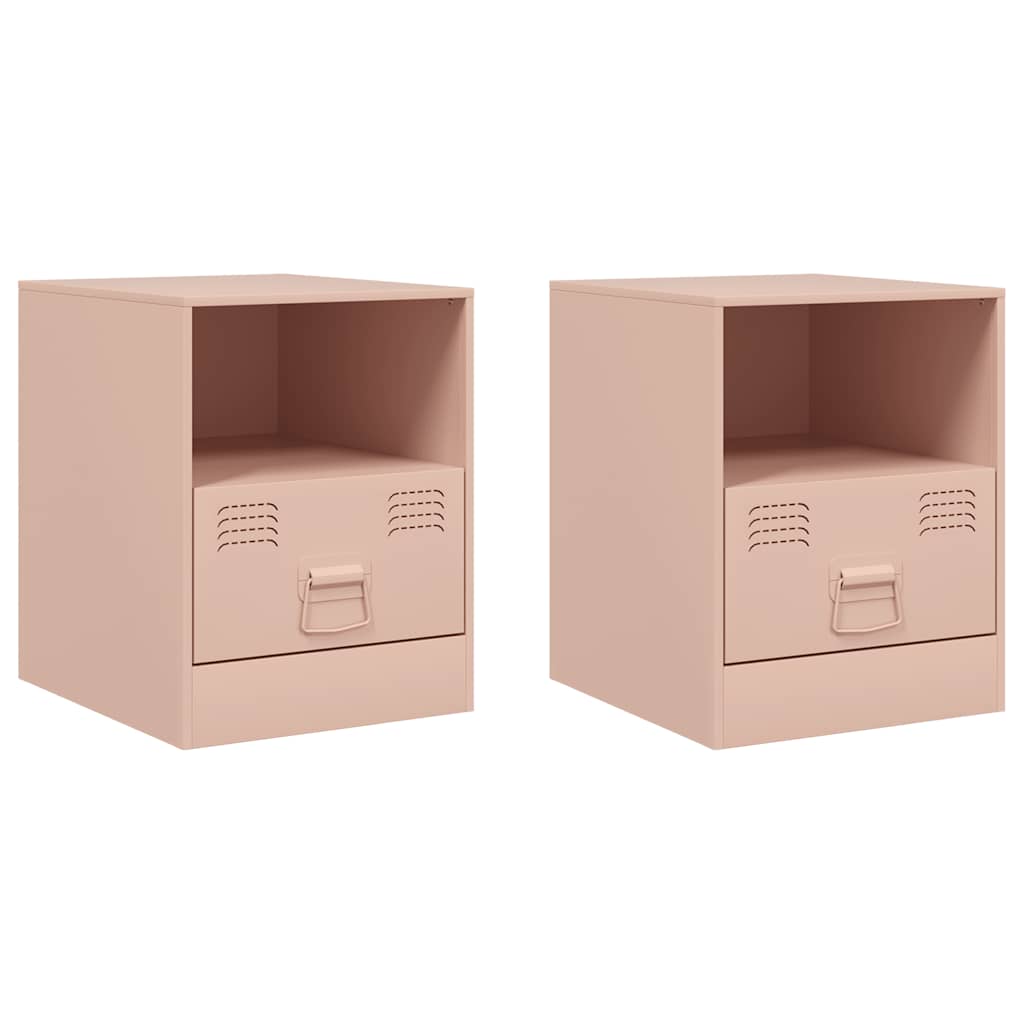 Nightstands 2 Pcs. Pink 34.5 X 39 X 44 Cm Steel