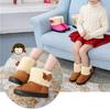 Girls Cute Bowknot Solid Color Winter Warm Snow Ankle Boots Slip On Flat Shoes