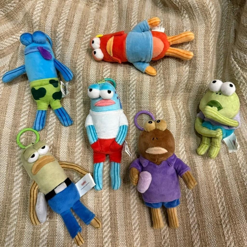 Spongebob Schwammkopf Bikini Bottom Einwohner Plüsch Schlüsselanhänger mit PP-Baumwollfüllung zur Rucksackdekoration