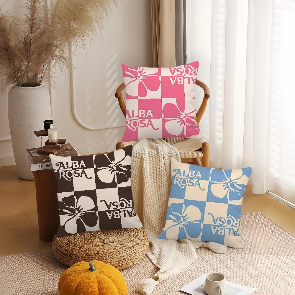 Fashion Print A-ALBA ROSA Pillow Case Applicable Space For Guest Rooms Interiors Cars Office House Decoration