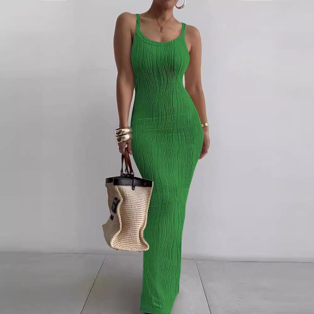 Sleeveless Slimming Elegant Long Dress for Women: European & American Style, 2025