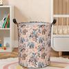 1pc, Gentle Elephant with Pastel Floral Laundry Basket with Handles, Clothes Foldable Laundry Hamper Organizer for Dorm Bedroom Bathroom Decor, Storag