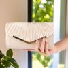 Satin Pleated Evening Clutch Crossbody Bag for Ladies