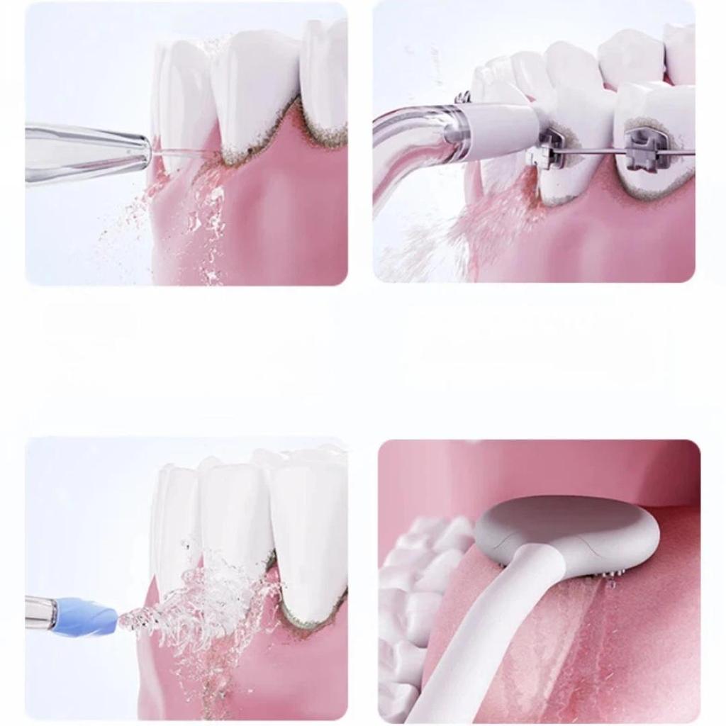 Bixdo Oral Irrigator, Portable Standing Water Flosser, Focused Pulse, Plaque Removal, Gum Care, Teeth Rinse Device, P30 Frost White