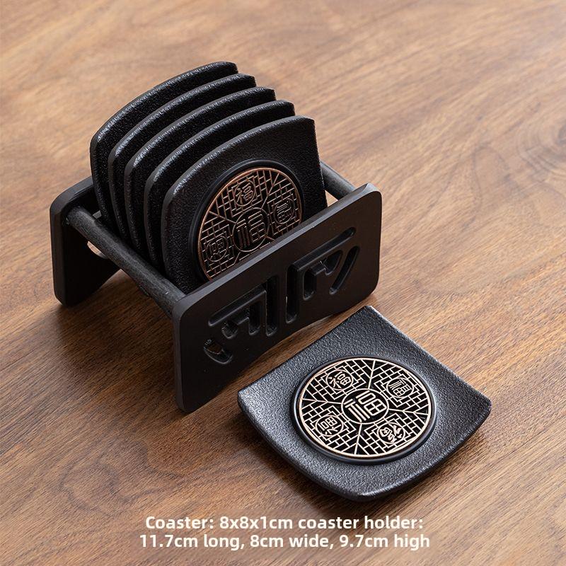 Chinese style tea ceremony accessories, coaster, teacup base Kung Fu tea set retro anti slip and heat-insulating mat, cup holder