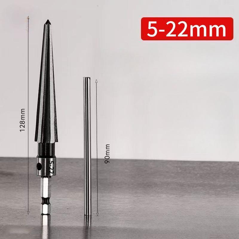 Hex Hole Reamer Set - Hand Held Taper Cutter for Wood, Metal and Plastic - Drill Compatible Chamfer Tool Accessory