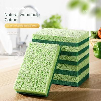 10Pcs Kitchen Grease Clean with Wood Pulp Sponge
