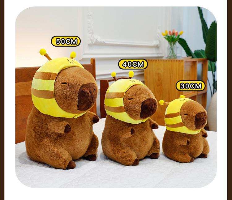 Capybara Plush Toy Pillow & Backpack - Bee Costume Gift