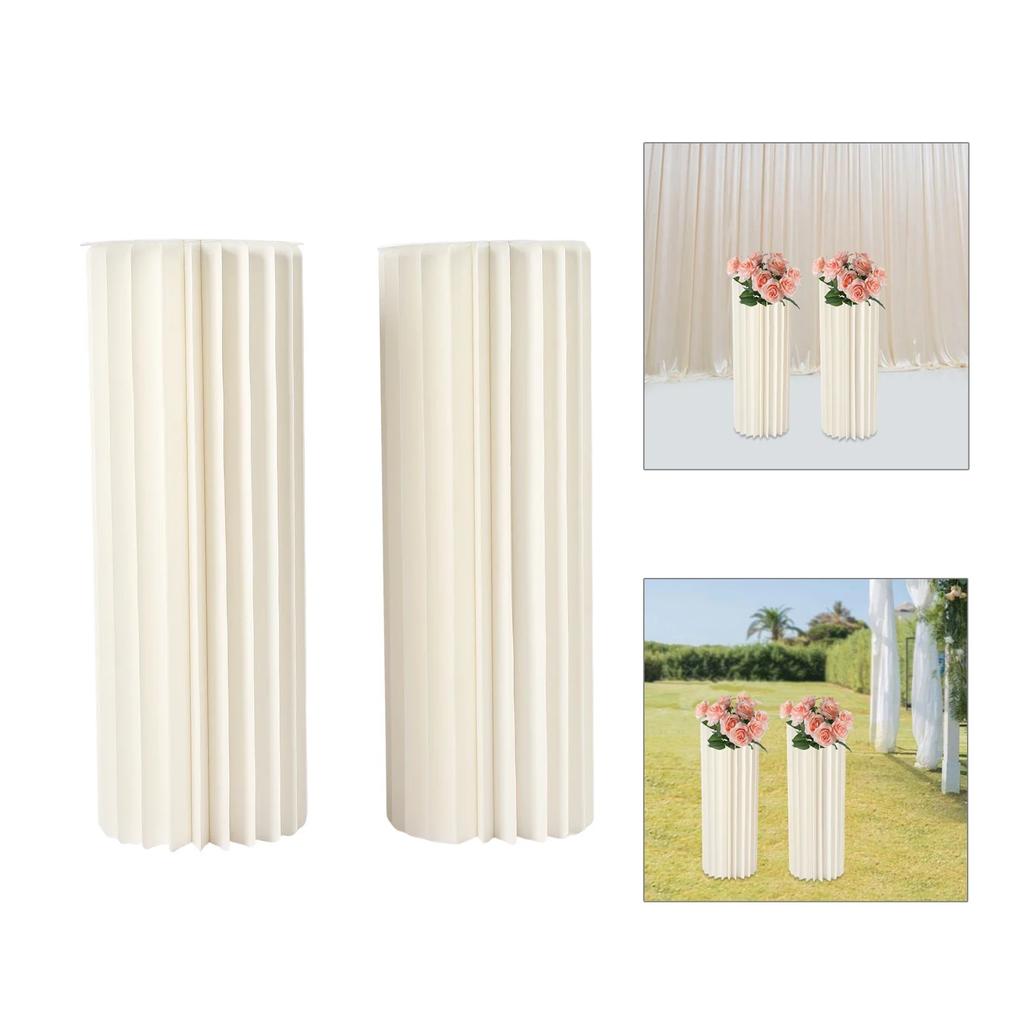 2 Pack Cardboard Vase Flower Column White Folding Cardboard Display Stand Cylindrical Wedding Table Decoration Garden Party 80cm