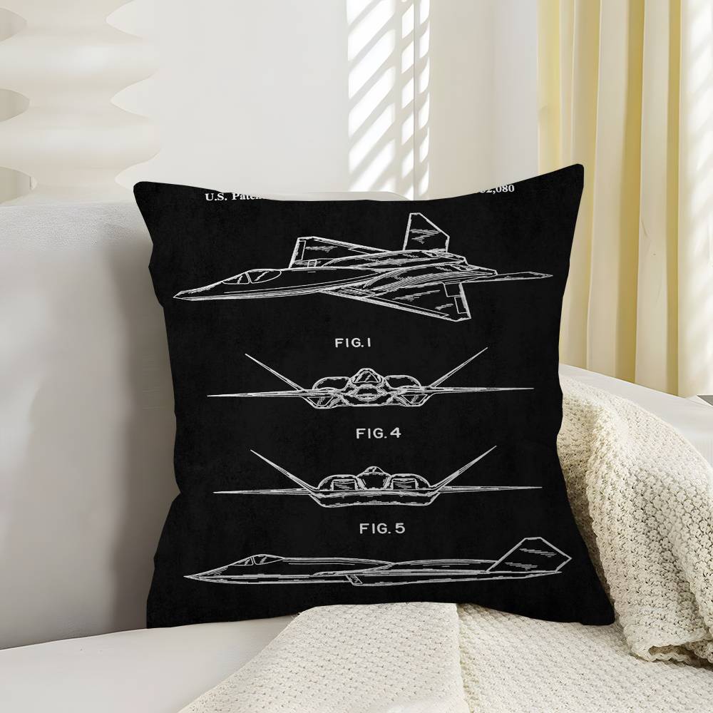 Aircraft Patent Cushion Cover Pillowcase Upholstery Sofa Throw Pillow Home Decor Pillowcas
