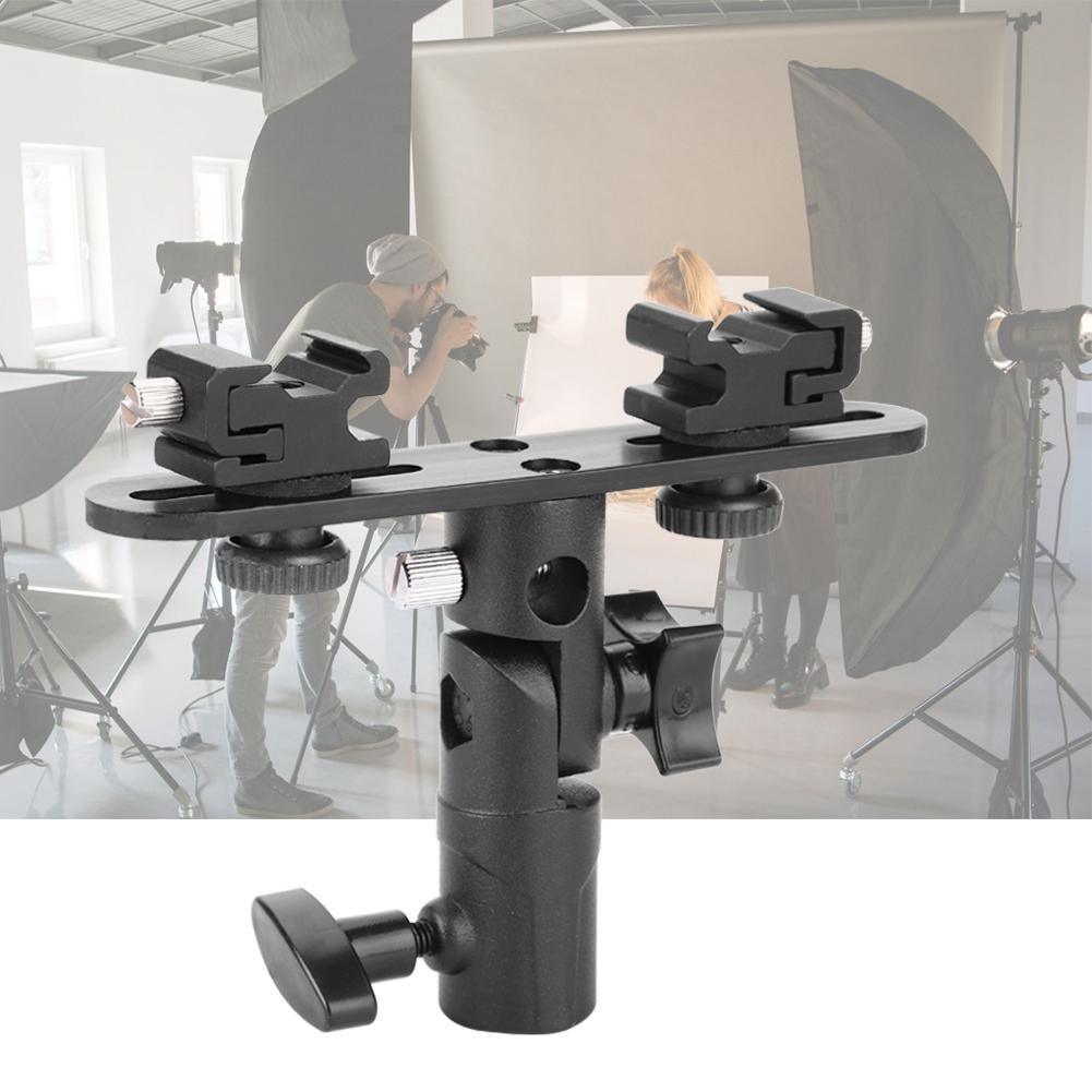 Dual Hot Shoes Flash Lamp Mount Holder Bracket For Camera Video Camcorder