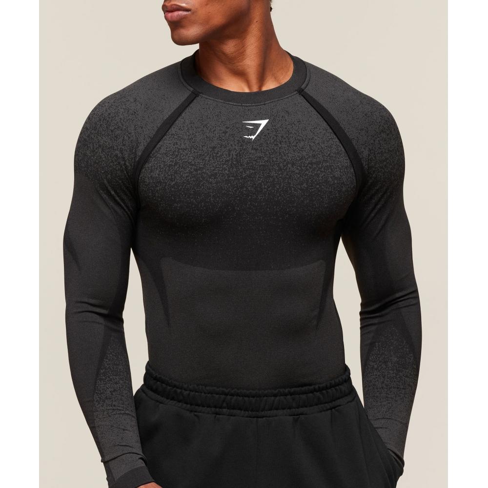 Gymshark Shadow Seamless Long Sleeve T shirT Black A1b5b Bb2j