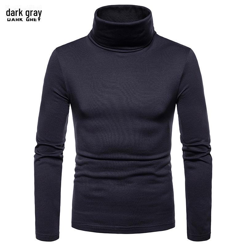 

Мужская европейская футболка с длинным рукавом и бархатным воротником, однотонная футболка для осени/зимы 2021 г. XL темно-серого
