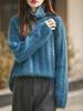 Four-Strand Brushed Wool Turtleneck Sweater: Light Luxury, Loose Fit for Women, Perfect for Autumn and Winter.