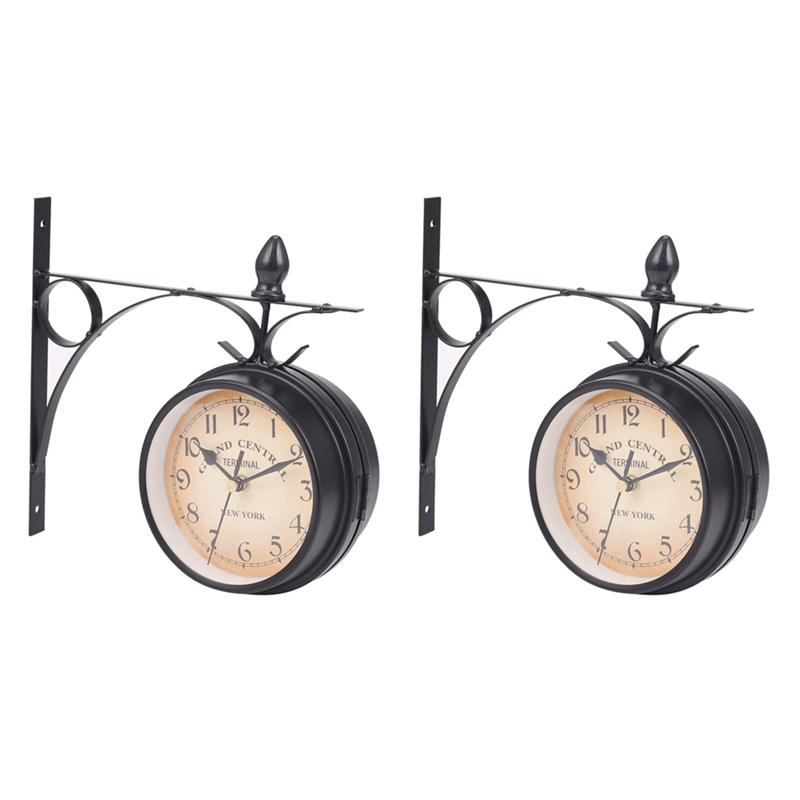 

ABJI-2X European-Style Double-Sided Wall Clock Creative Classic Clocks Monochrome