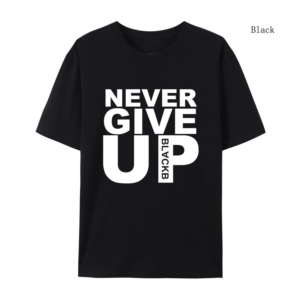 Autumn Winter Men T-shirt Tracksuit Never Give Up 100% Cotton Printed Round Neck High-quality Casual Fitness Street T-shirt