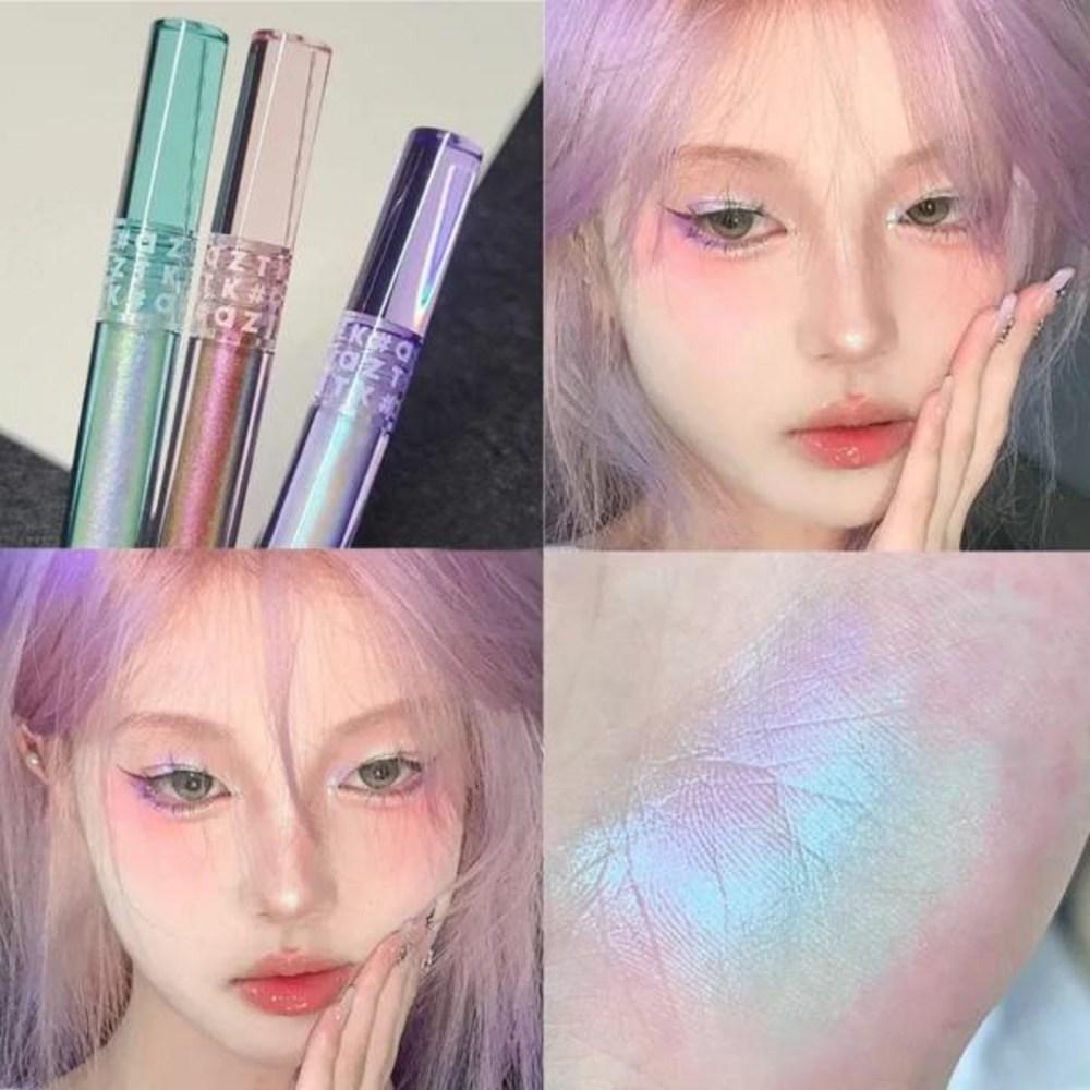 Polarisierter Glitzer Lidschatten Flüssig Highlighter Perlglänzend Aufhellend Seidenraupe Wasserfest Pailletten Diamant Make-up, 1 Stück, 05 05