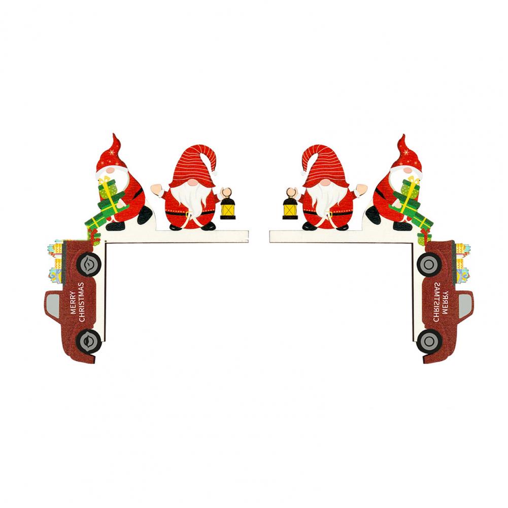 2Pcs Christmas Wooden Signs Funny Winter Tabletop Decor Elk Christmas Tree Home Table Door Frame Corner Applique Christmas Decor