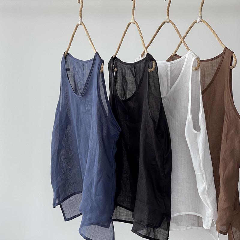 Xiangjia Ling Plus-Size Women's Multi-Color Cotton Linen Sleeveless Vest