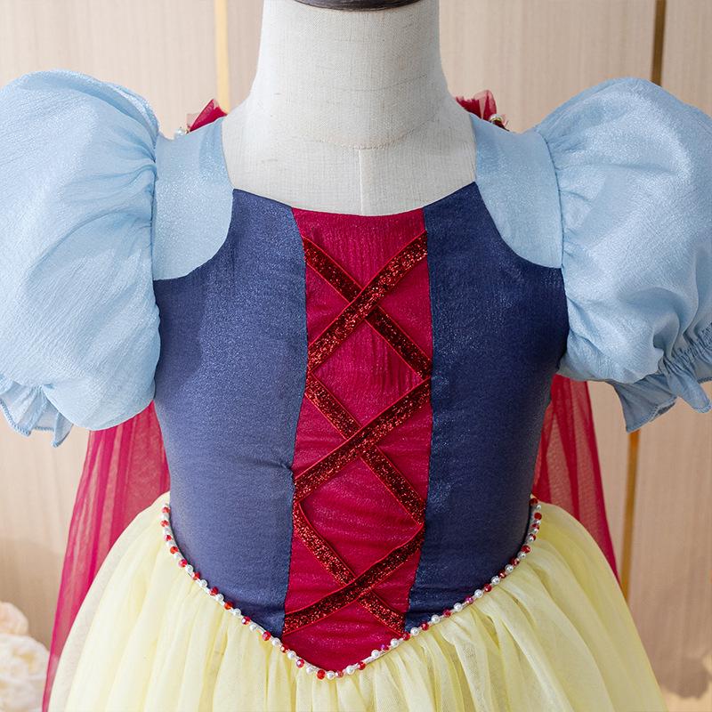 Hot Sale Snow White Princess Puff Sleeve Mesh Cape Lolita Girls Dress