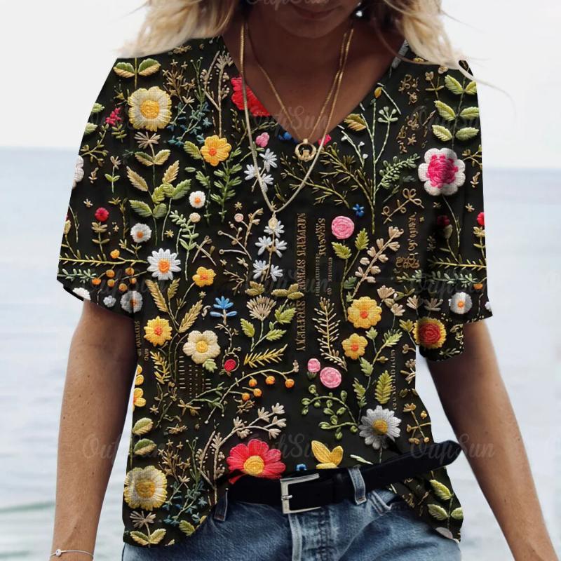 Fashion Woman Blouse 2024 Butterfly Print Short Sleeve Tees Tops Summer Casual Women's T Shirt Oversized Female Y2k Clotheing
