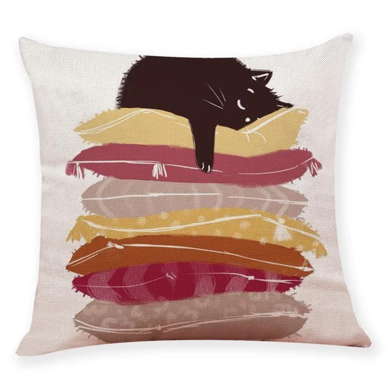 Ny Konst Mural Kattunge Tryck Serie Kuddfodral för Soffa Djurdesign Retro Kuddfodral Heminredning Kuddöverdrag 45x45 cm