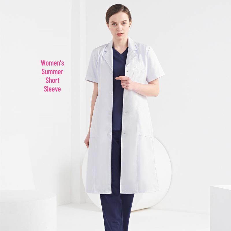 Nightingale Unisex Kurzarm Weißer Laborkittel für Ärzte und Krankenschwestern