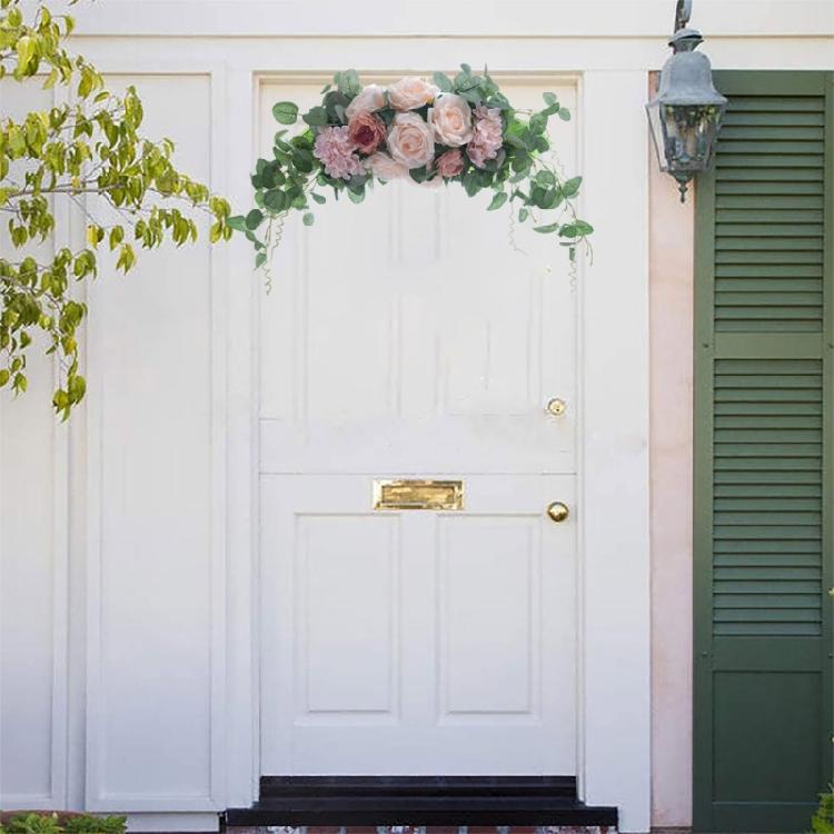 Handmade Wedding Wreath Featurings Green and Artificial Rose Wall Hanging Ornament Perfect for Springtimes Decorations